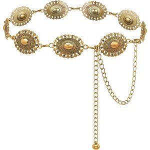 Western Concho Chain Belt Women Boho Metal Cowgirl Waist Belt Dresses Jeans